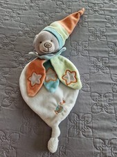 DOUDOU PLAT OURS BABY NAT' BLANC VERT ORANGE BONNET ETOILE LUMINESCENTE 