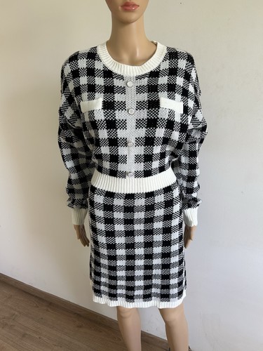 Robe pull noire blanche - robe,