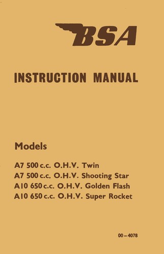 Bsa a10 manuel super rocket - super,
