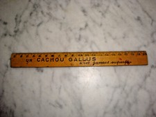 ANCIENNE REGLE D'ECOLE EN BOIS PUBLICITAIRE UN CACHOU GALLUS