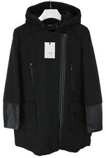 RRP 585 € ZAPA GERSON Manteau À Capuche Zippé En Laine Mélangée Femme Grande