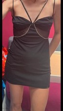 Strappy black cut-out strass rhinestone robe sexy noir S transparent Neuve NEW