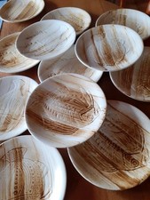 12 Assiettes Service à Poisson Céramique Longchamp Décor Poissons en Relief 24cm