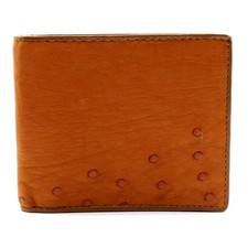 Nouveau portefeuille pour homme double pli en cuir d'autruche marron acajou v...
