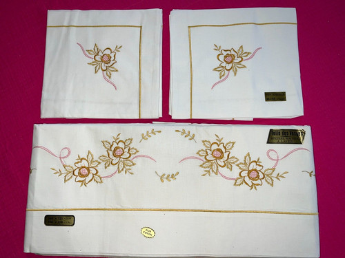 Beau drap brodé taies - drap, +