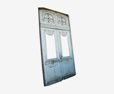 porte d'entrée en chêne avec son bâti / 19 ème / 3m68 de haut x 1m87 de large 