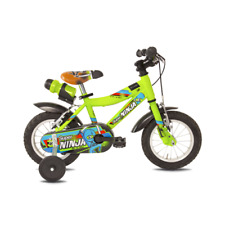 Vélo Enfant 12" 1V Vert Super Ninja Avec Freins Roues Bouteille