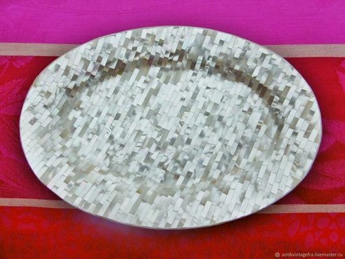 Plateau ancien brillant ovale - brillant,