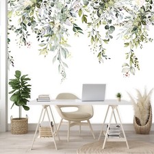 Papier Paint Intissé Panoramique Feuilles Vert Plantes XXL Chambre Trompe l'oei