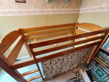 Lit mezzanine bois massif avec sommier, enfant, ados 90x190