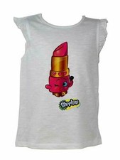 Officiel Certifié Shopkins à Volants sans Manche Coton Blanc Fille Chemise Été