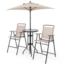 4 PCS Salon de Jardin Parasol