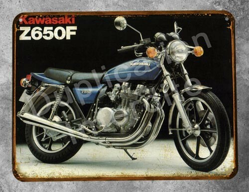 Plaque métal vintage kawasaki - métal,
