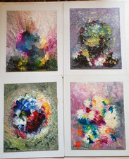 Quatre tableaux ancien Huile sur isorel Nature morte abstrait signée O.Midorge