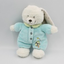 Doudou lapin blanc bleu vert