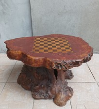 Table basse damier tronc d'arbre souche