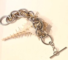 Bracelet Calvin Klein Anneaux Entrelacés Acier Bicolore Tons Argent Et Or L 20cm