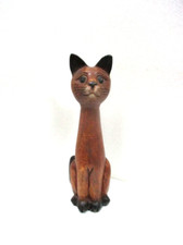 Statue bois :   " Chat assis "