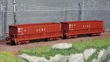Ls Models 32302 Set de 2 wagons tombereaux, SNCB, DMH rouge UIC, SCRC