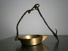 Lampe à huile Suspendu Bronze doré Fer forgé 18°s déco Luminaire Ancien