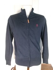 Pull sweat zip gilet 100% coton bleu THE TIME OF BOCHA S Logo devant 2 Poches