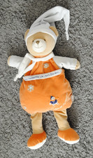 🐻Peluche doudou ours range pyjama DOUDOU et COMPAGNIE orange flocons 55 cm BE