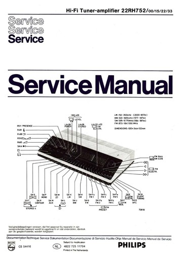 Service manuel instructions - service, d'instructions