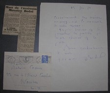 Maurice Bedel. Écrivain auteur de Jérome, 60° latitude Nord Goncourt 1927 signé.