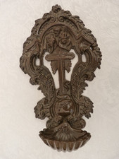 Ancien reliquaire christ croix fer fonte émaillé art nouveau 19ème 