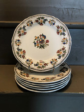 6 ASSIETTES A DESSERT EN FAÏENCE DE GIEN décor " MOUSTIERS OLERYS " (D 22,8 cm)