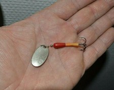 Cuillère tournante ancienne SPLENDEX, palette argentée, corps plombés (Pêche)