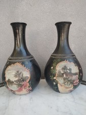 paire de vases peints , terre cuite , Ancien XIXeme