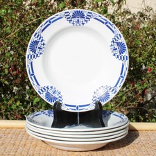 Lot de 6 assiettes creuses modèle Palme en faïence Moulin des Loups  22,5 cm
