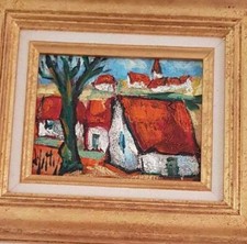 Tableau " Les toits rouges " Henri d' Anty encadré