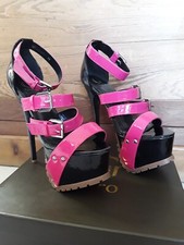 HIGH HELL Escarpin GIARO  39 cuir verni rose et noir