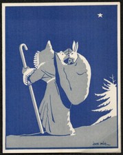 Pochoir. Jan Mic. Père Noël et sa hotte. Vers 1930.