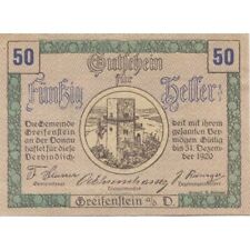 [#285578] Billet, Autriche, Greifenstein, 50 Heller, château, 1920 UNZ- Me