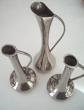 Lot de 3 soliflores / vases 14.5cm en Métal Argenté en très bon état