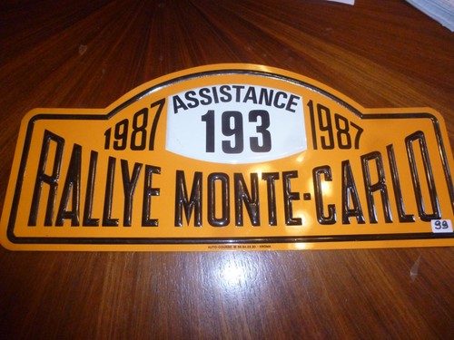 Plaque rallye monte - monte, 1987