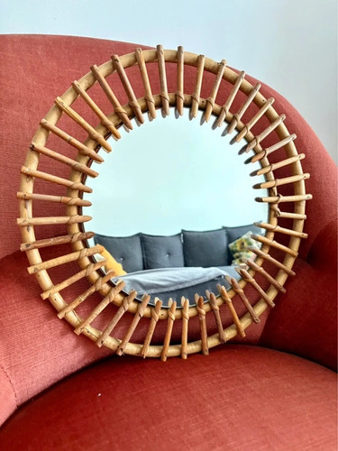 Miroir soleil ovale rotin - miroir,