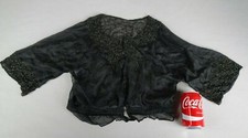 gilet ancien en tissu voile noir et perles deuil