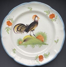 Assiette Faïence Waly / Coq Sur Barrière 
