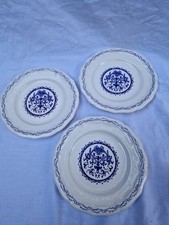3 Superbes Assiettes À Pain Gien Rouen Bleu 32