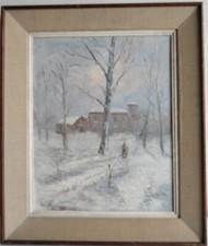 Paysage de neige,huile sur