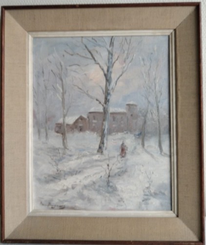 Paysage neige huile sur - paysage, neige,huile