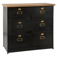 Commode Design 6 Tiroirs "Ivan" 85cm Noir