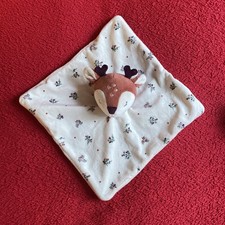 ?? Doudou Plat Biche Faon Renne Champignons Fleurs Marron Écru KIABI NEUF