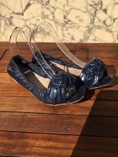 Authentique Ballerines Cuir Verni Bleu Marine Miu Miu 36,5