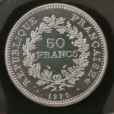 50 FRANCS HERCULE ARGENT 900‰ 1980 FDC SCELLEE ISSUE DU COFFRET / FRANCE UNC