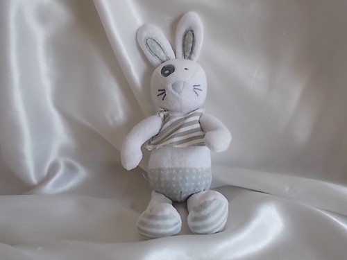 Doudou lapin gris blanc - doudou, et